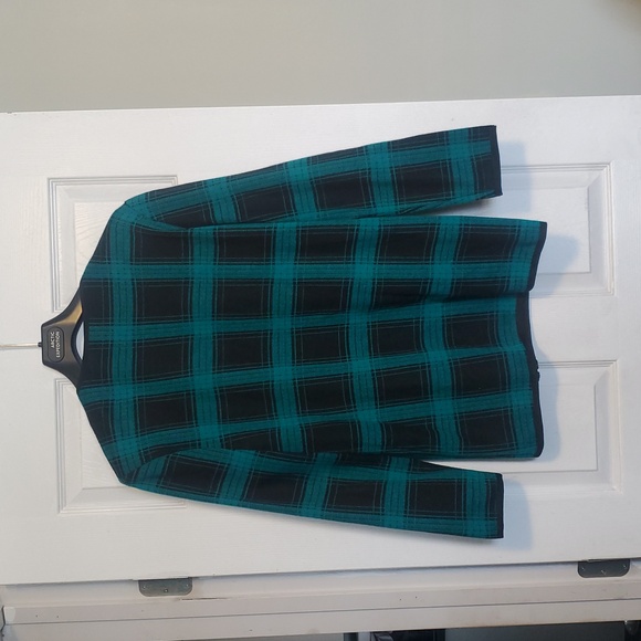 Vintage Alia Plaid Jacket Blazer Green Black Padded Shoulders Made in Canada - Picture 2 of 10
